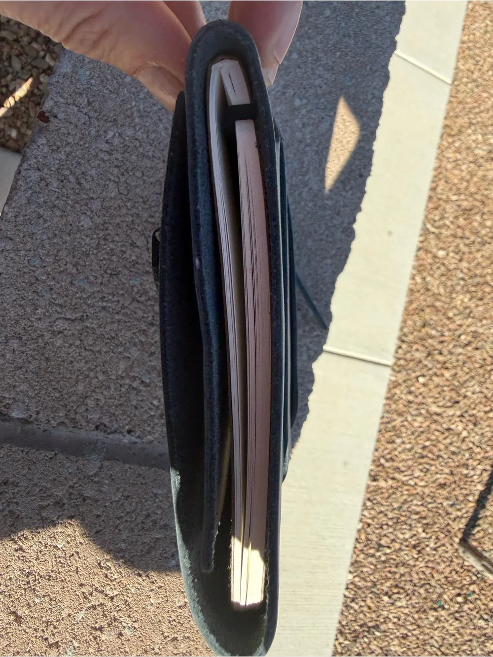 Portland Leather Goods Travel Journal - Gray Leather with Stone Clasp